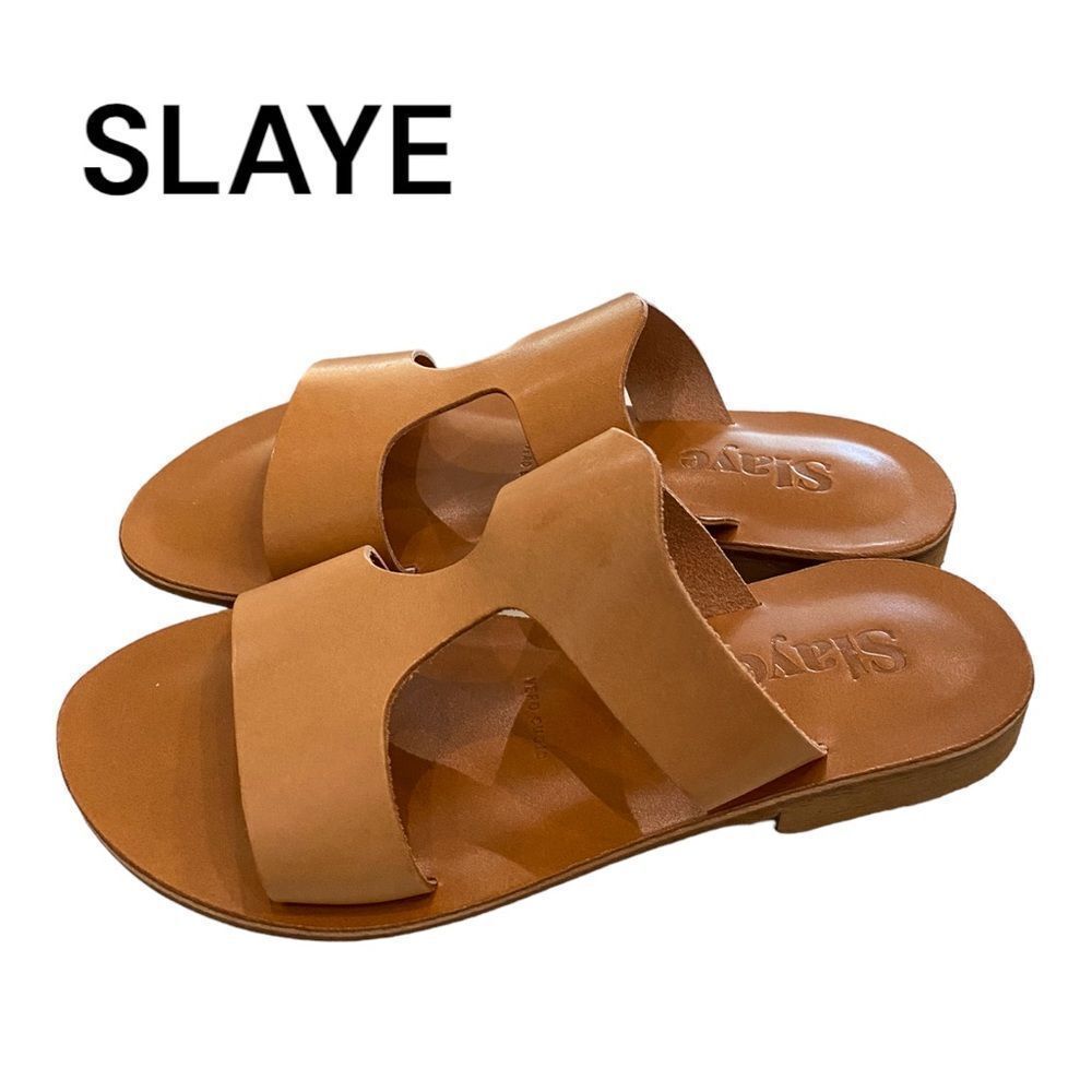 SLAYE Ilona Women's Vaccheta Natural Slide Leather Sandals NEW 37 7